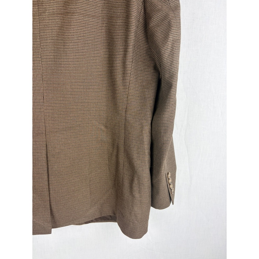 Mens Chaps 44R Brown Houndstooth Two Button Blazer Sport Coat Jacket Micro - Picture 12 of 16